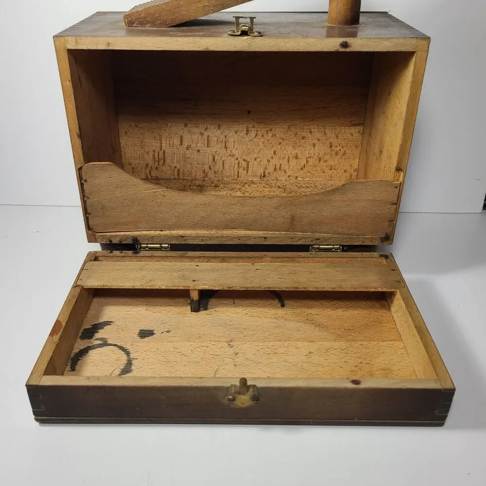 1950s Esquire Shoe Care Chest Box Mid Century Wood Shine Kit VTG - Picture 5 of 10